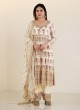 Cream Afghani Suit Set With Embroidered Work